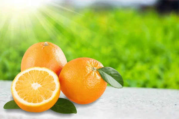 Ripe Oranges Blurred Natural Background — Stock Photo, Image