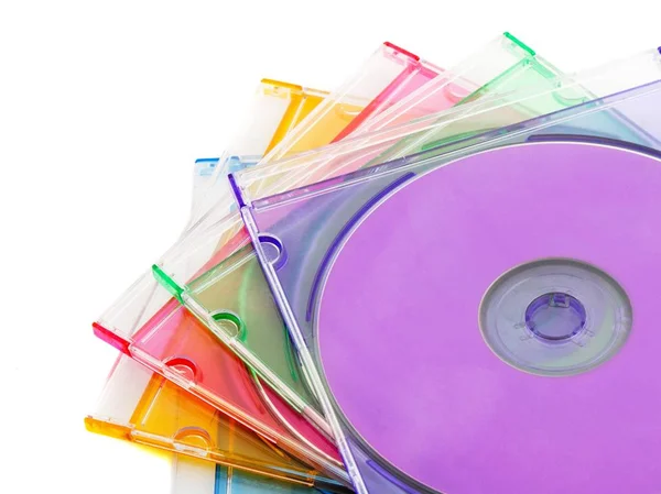 Dvd Casi Colorati Isolato Sfondo Bianco — Foto Stock