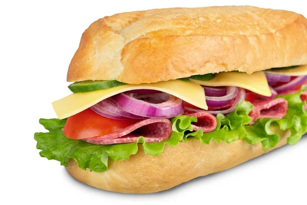 Delicioso Sándwich Con Carne Jamón Queso — Foto de Stock