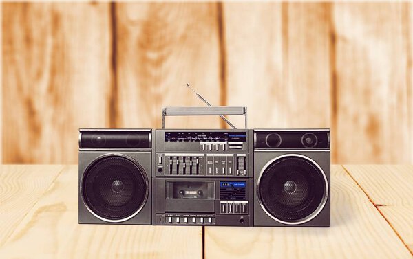 Old retro radio on background