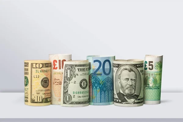 Money Rolls Dollars Euro Background — Stock Photo, Image