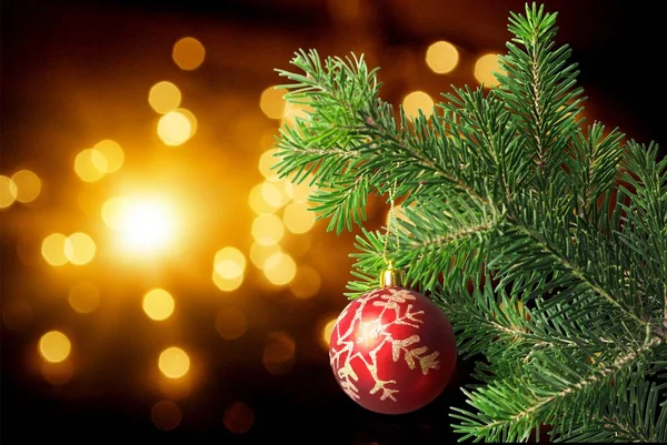 Versierd Kerstboom Achtergrond Bokeh — Stockfoto