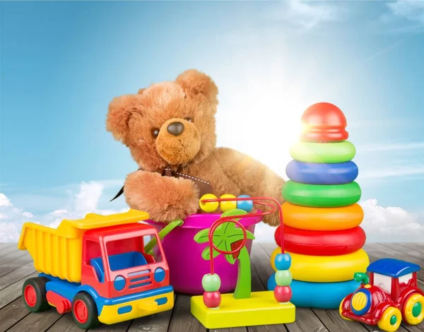 Crianças Brinquedos Coleção Close Vista — Fotografia de Stock