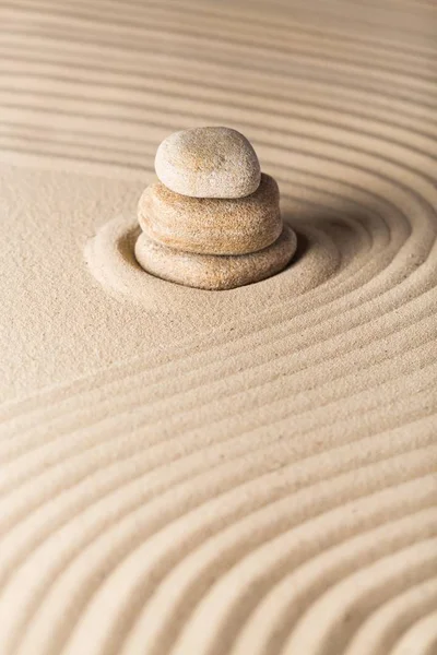 Japanischer Zen Garten Mit Steinen Geharkten Sand — Stockfoto