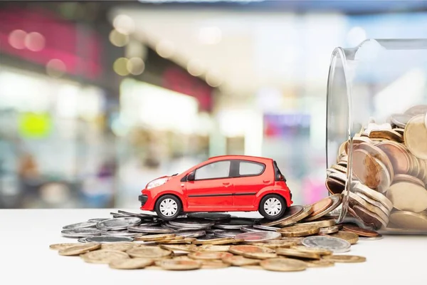 Otomatis Pada Latar Belakang Koin Beli Konsep Mobil — Stok Foto