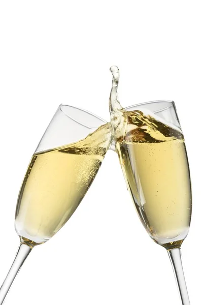 两杯香槟隔离在白色背景 庆祝概念 — 图库照片