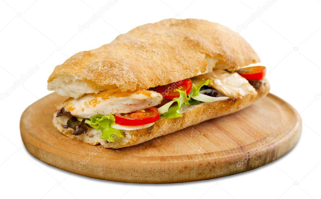 delicious sandwich with meat, ham and cheese