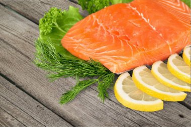 Taze tazelik yemek biftek arka plan somon fileto