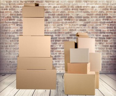 Arka plan üzerinde kutuları karton kutular