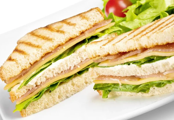 美味的三明治 包括肉 火腿和奶酪 — 图库照片