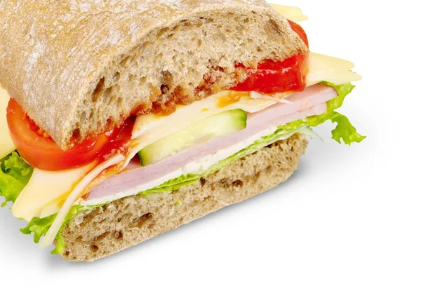 Delizioso Panino Con Carne Prosciutto Formaggio — Foto Stock