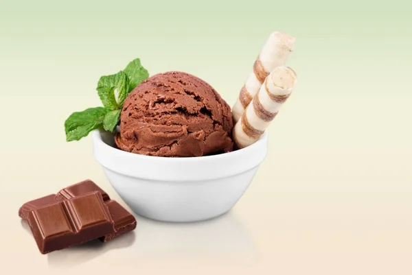 delicious chocolate ice cream in bowl