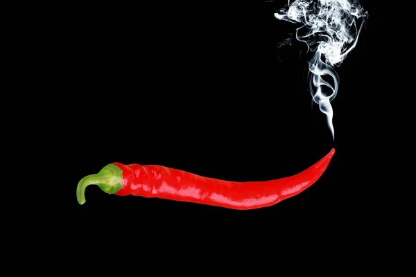 Chili Pepper Smoke Balck Background — Stock Photo, Image