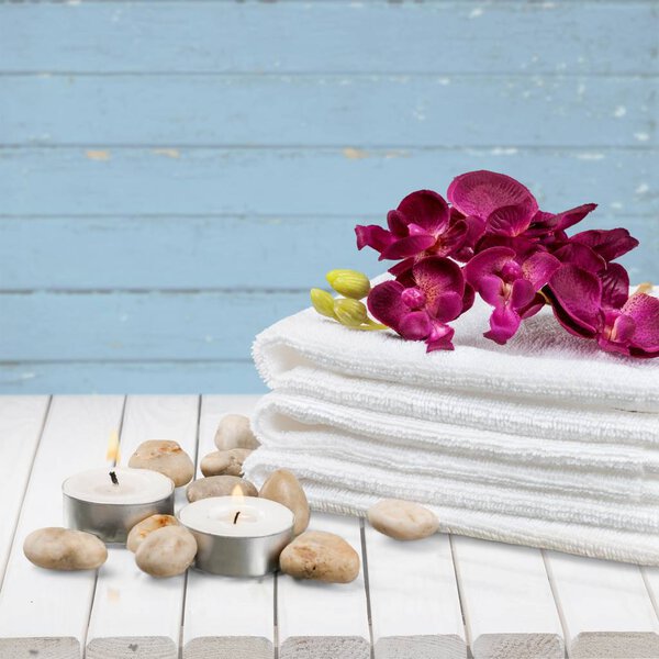 Beautiful spa composition on wooden table 