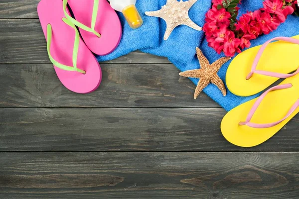 Flip Flops Starfish Travel Background — Stock Photo, Image