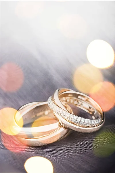 Vista Close Anéis Casamento Dourados — Fotografia de Stock