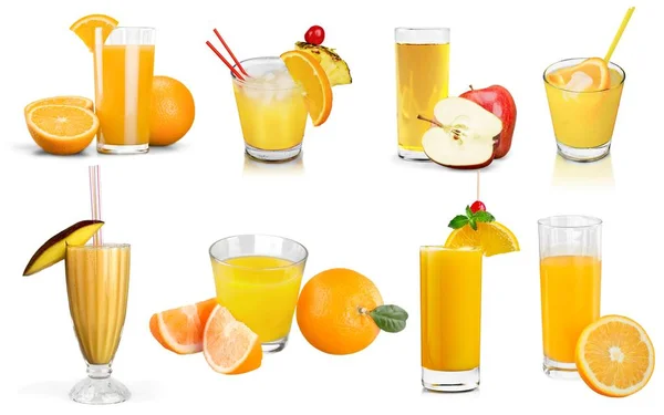 Various Healthy Juices Fresh Fruits — Stock Photo, Image