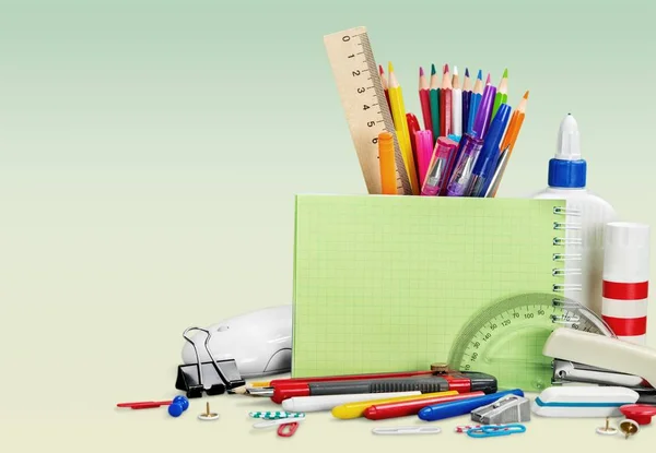 Colorful School Stationery Composition Back School Background — Stock Photo, Image