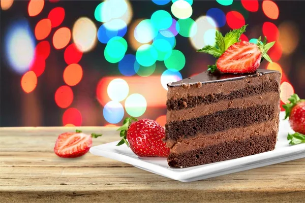 Deliziosa Torta Cioccolato Con Fragole Dolce Dessert — Foto Stock