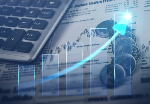 Monety Stole Inwestycje Pieniądze Sukces Graficzny — Zdjęcie stockowe