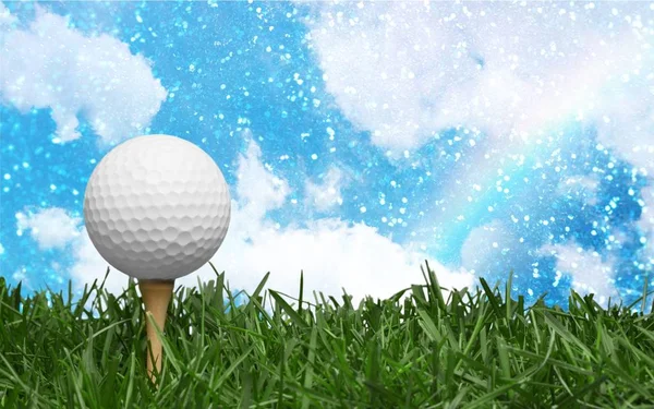 Bola Golfe Tee Grama Verde — Fotografia de Stock
