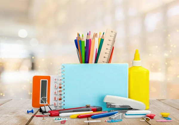 Colorful School Stationery Composition Back School Background — Stock Photo, Image