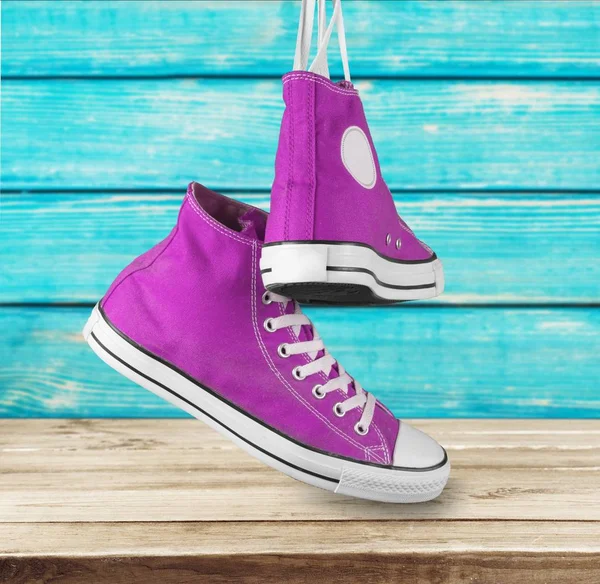 Coppia Scarpe Gomma Viola Vista Vicino — Foto Stock