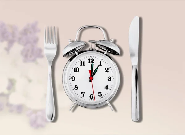 Hora Del Almuerzo Despertador Utensilios — Foto de Stock