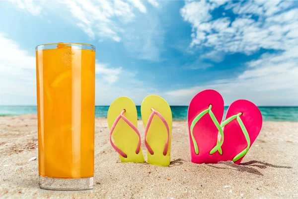 Sommer Flipflops Strand — Stockfoto