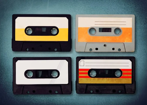 Collection Retro Audio Tapes Background — Stock Photo, Image