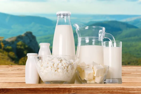 Färska Mjölkprodukter Hälsosam Mat — Stockfoto