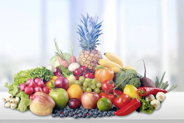 Různé Čerstvé Zralé Plody Bobule Zelenina — Stock fotografie