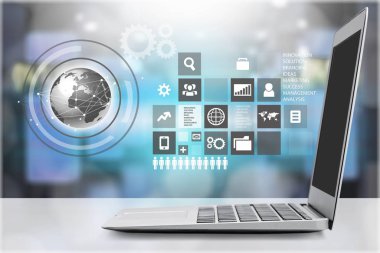 arka planda modern dizüstü bilgisayar