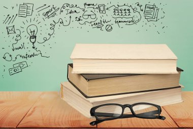 Satır eski kitaplarda ahşap tablo 