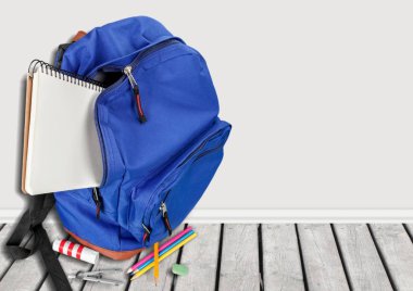 Okul sırt çantası ile Kırtasiye, Okul arka plan için geri