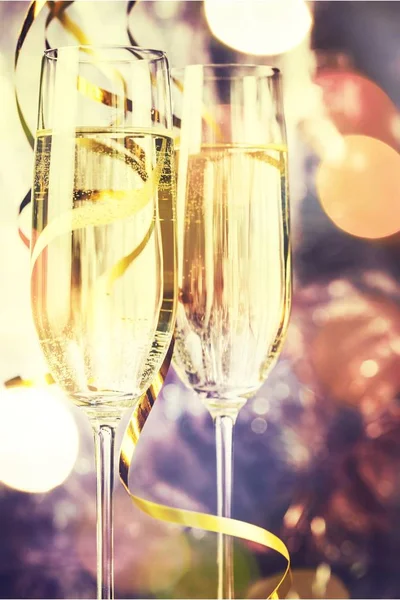 Келихи Шампанського Концепція Святкування Нового Року — стокове фото