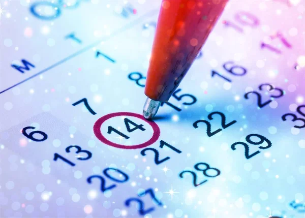 Círculo Marcado Calendario Vista Cerca — Foto de Stock