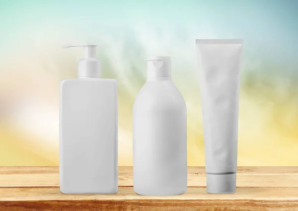 Lotions Crèmes Flessen Met Schoonheid Cosmetica Huidverzorging — Stockfoto