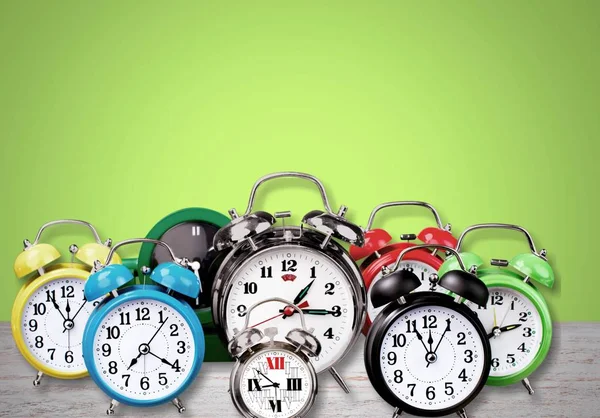 Muchos Relojes Alarma Vista Cerca — Foto de Stock