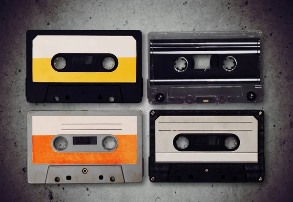 Collection Retro Audio Tapes Background — Stock Photo, Image