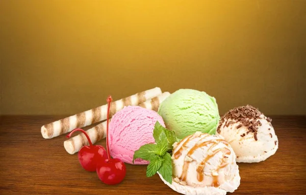 assorted ice cream balls, summer dessert