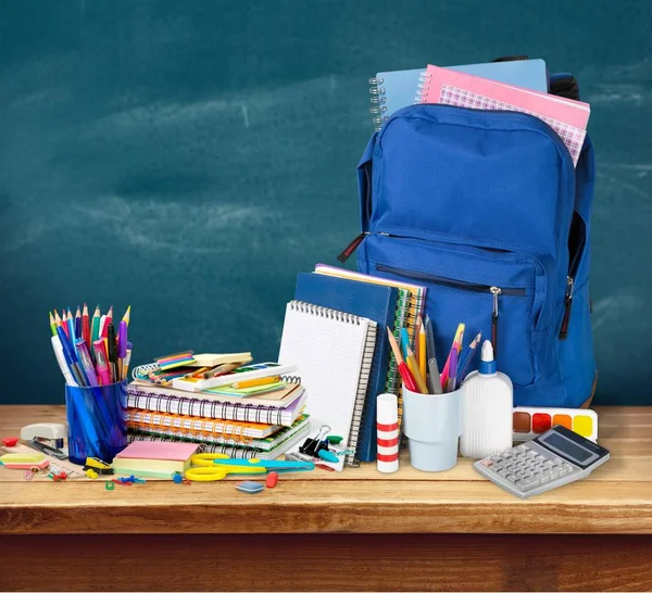 Composición Colorida Papelería Escolar Vuelta Los Antecedentes Escolares — Foto de Stock