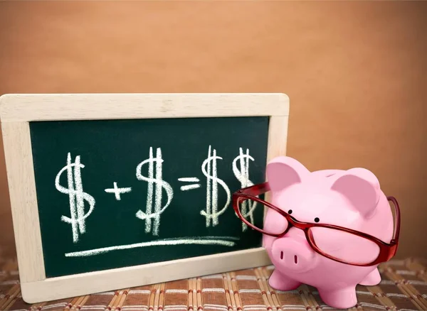 Piggy Bank Szemüveg Befektetés Megtakarítás Fogalma — Stock Fotó