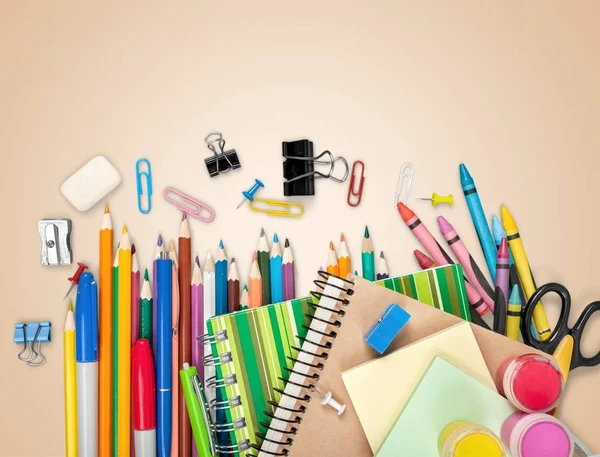 Colorful School Stationery Composition Back School Background — Stock Photo, Image