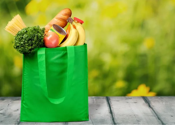 Återanvändbar Shopping Väska Full Matvaror — Stockfoto