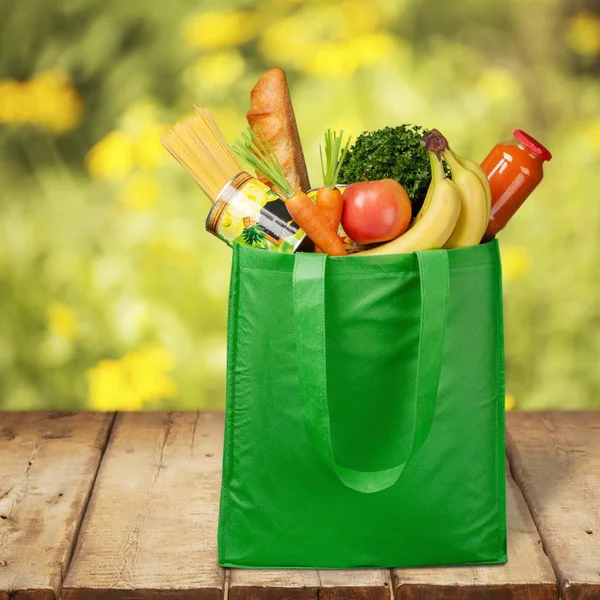 Shopping Bag Riutilizzabile Pieno Generi Alimentari — Foto Stock
