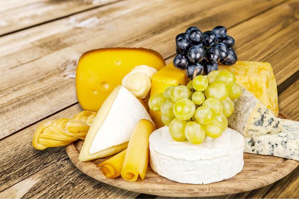 cheeseboard with delicious assorted cheese, tasty appetiser