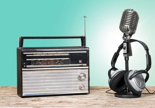 Radio Mikrofon Und Kopfhörer Retro Stil — Stockfoto