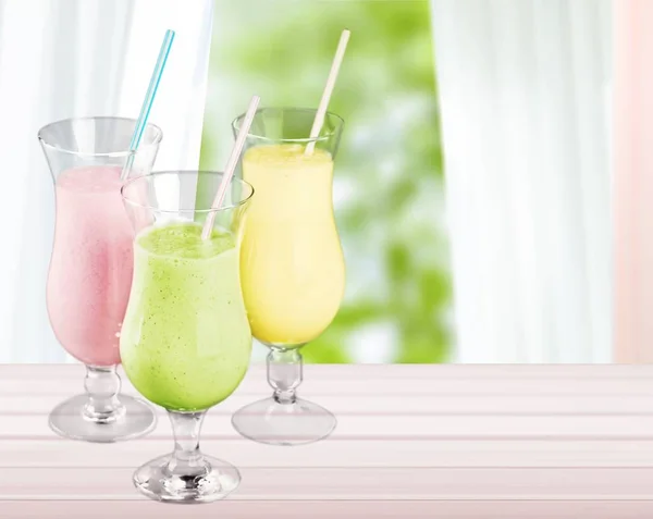 Leckere Milchshakes Fruchtiger Joghurt — Stockfoto