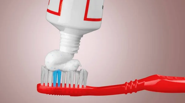 Dentifrice Bleu Rafraîchissant Sur Une Nouvelle Brosse Dents — Photo